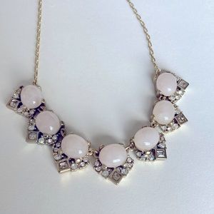 Loft Faux Rose Quartz with diamond accents necklace. Gold chain.
